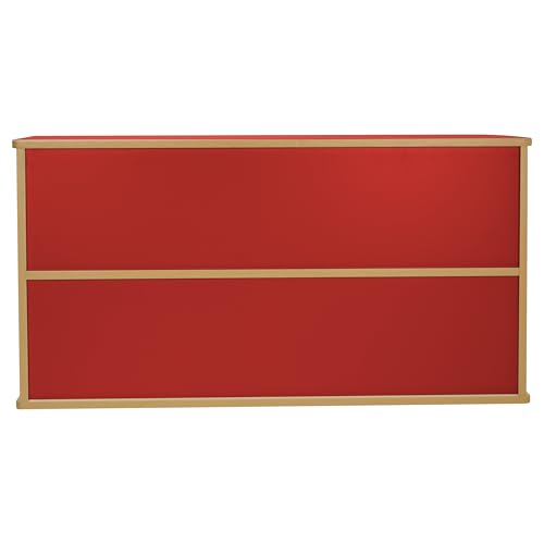 FDP Laminate 5-Compartment Storage Cabinet 24 inch Height Organize Books, Toys, Games, Art Supplies, Durable, Sturdy Furniture for Home, Daycare, Preschool, Classroom - Almond/Red, 13886-ALRD