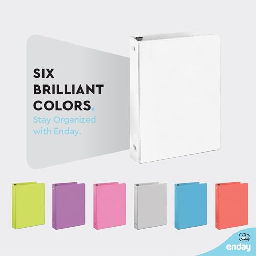 1 Inch Binders 3 Ring, White 1 Inch Round Ring Binder with Clear View Cover & 2 Inside Pockets, School Supplies Binders (24 PC) – by Enday