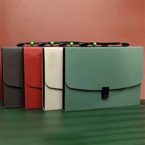 Letter Size Portable 13 Pockets A4 Size Expanding Folder Paper Document Storage Bag Office Student School for Organized(Red)