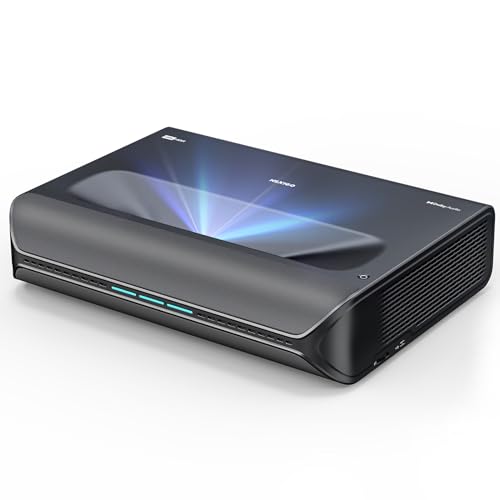 NexiGo Aurora Pro, Ultra Short Throw 4K Tri-Color Laser Projector, 2400 Lumens, Screen Adoption, Dynamic Laser Dimming, Dolby Vision & Atmos, HDR10+, HLG, Active 3D, 60W Speakers, UST TV
