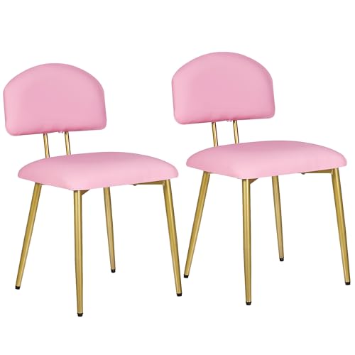 VECELO Stacking Dining Chairs Set of 2, Curved Backrest, Pink