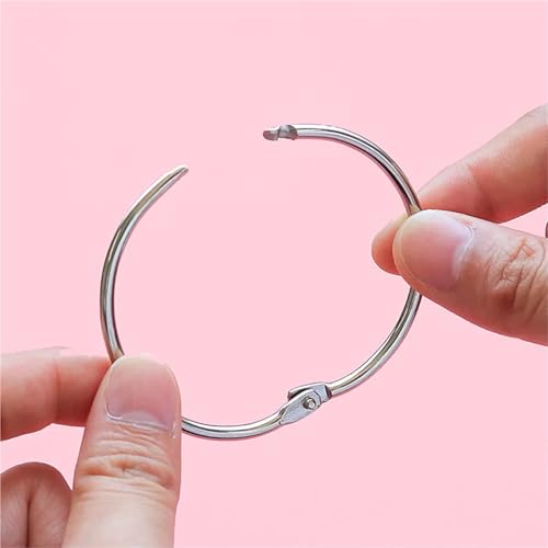 Binder Rings 100pcs Loose-Leaf Ring Calendar Notebook Accessories Opening Iron Binder Clips for School Home Office(Pink)