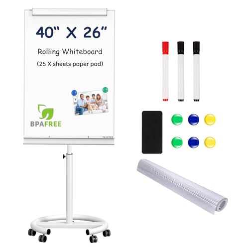 TSJ OFFICE Rolling Whiteboard Standing - 40 x 26 Inches Mobile White Board