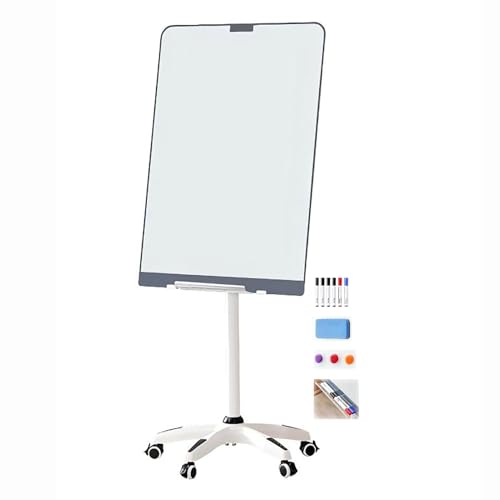 Rolling Whiteboard Magnetic, Dry Erase Board with Stand, Standing White Board on Wheels, Adjustable Height(Gray,60x90cm/24x35in)