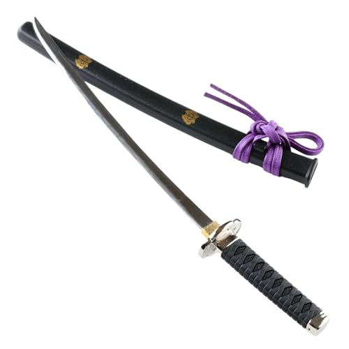 Samurai Sword Letter Opener, Mini Katana with Display Stand 8.3 inch - Made in Japan (Black)