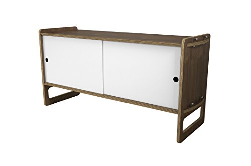 Housefish Key Modular Storage with Door, Medium, Walnut and White
