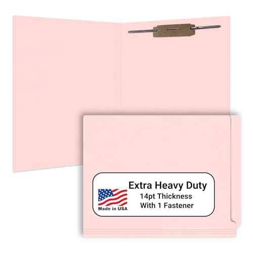Pink File Folders, Doctor Stuff, Letter Size Reinforced End Tab Folder with 2" Bonded Fastener on Inside Back, 14 pt Stock, Carton of 250