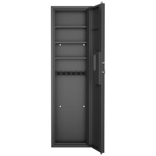 53" Password Touch Panel in-Wall Safe,Hidden Wall Gun Safe with Adjustable Shelves for Rifles, Multifunctional Wall Safe for Firearm and Valuables (Black)