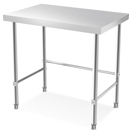 36" Stainless Steel Work Table，Commercial Prep Table with Open Base for Kitchen Restaurant Food Truck,36x24x35 Inch,Without Casters