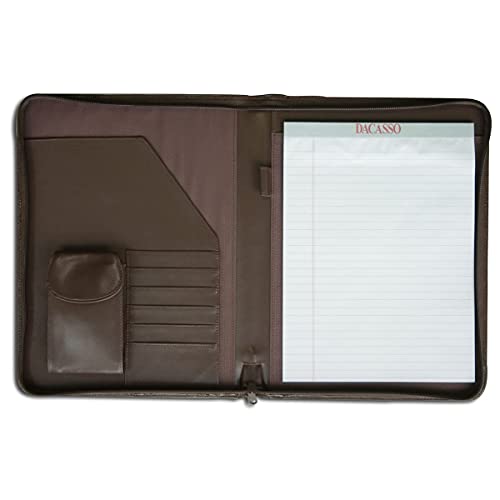 Dacasso Leather Deluxe Letter-Size Zip-Around Portfolio, Chocolate Brown (E3402)