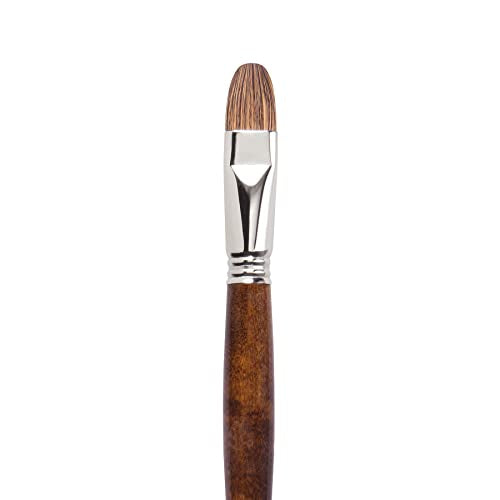 Escoda Versatil 3042 Series Artist Oil and Acrylic Paint Brush, Synthetic Kolinsky, Long Handle, Bright, Size 18