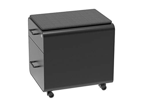 Monoprice Round Corner 2-Drawer File Cabinet - Black, Lockable with Seat Cushion - Workstream Collection (137880)