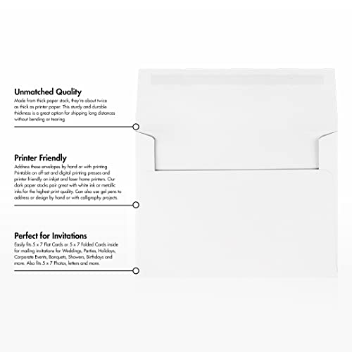 LUXPaper A7 Classic Crest Invitation Envelopes | 5 1/4" x 7 1/4" | Solar White | 70lb. Text | 250 Qty