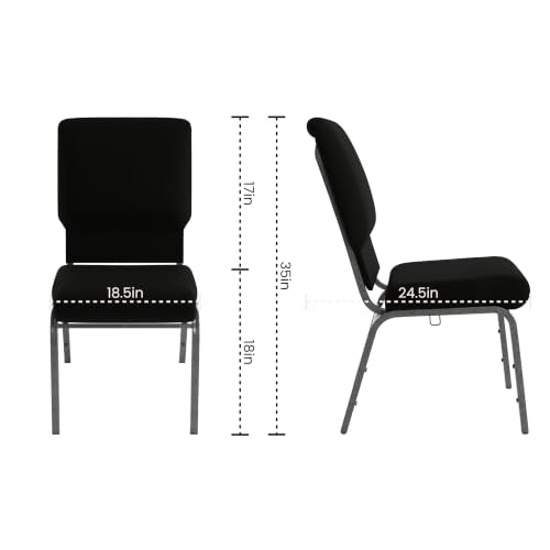 Flash Furniture 18.5 in Wide Church Chair, Black