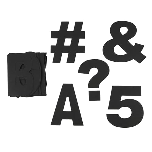 B2C 4" Black Project Letters, Numbers & Characters - Paper Cutouts with Adhesive Backing for Bulletin Boards, Posters, and Classroom Projects, 12 Pack