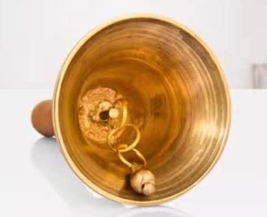 Hand Bell Extra Loud Solid Brass Call Bell， Christmas Santa Claus Costume Accessory Jingle Call Hand Bell Loud Call Bell for Wedding Decoration Bar School Church(3 inches(7.5 * 20.5cm))