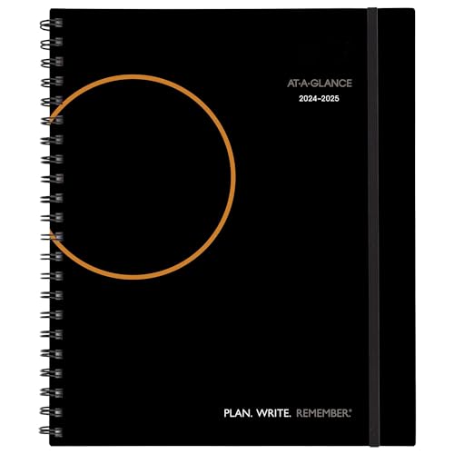 AT-A-GLANCE Planner 2024-2025 Academic, Weekly & Monthly, Hourly Appointment Book, 8-3/4" x 11", Large, Monthly Tabs, Flexible Cover, Plan.Write.Remember., Black (70595705)