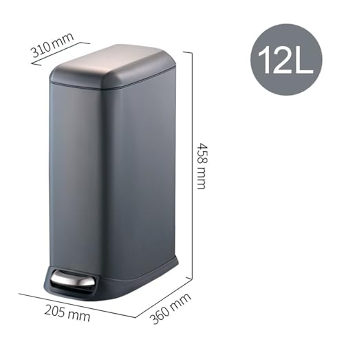 Garbage Bin Trash Can Removable Wastebasket with Step Pedal(Silver,12L)