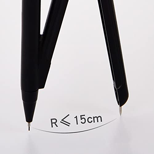 J3DFGFLR Compasses 2 Pcs Compass Set Geometry Kit for Math Geometry with Shatterproof Storage Box and Lead Refills Black Technical Drawing Supplies (Size : Two Pieces) ()