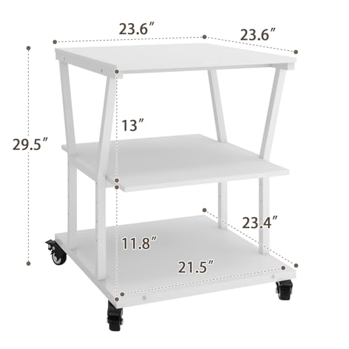 Natwind 3 Tier Printer Stand, 24''x24'',for Large Heavy Printers, White