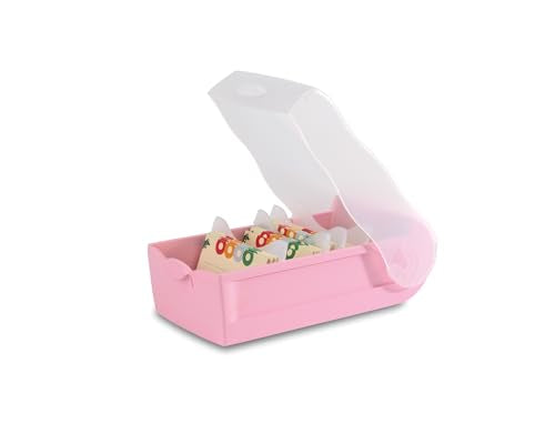 HAN Croco flashcard Box, Easy to Learn Vocabulary with 5-Compartment Learning System, DIN A8 Index Box for 500 Cards, 998-886, Translucent/Pastel Pink