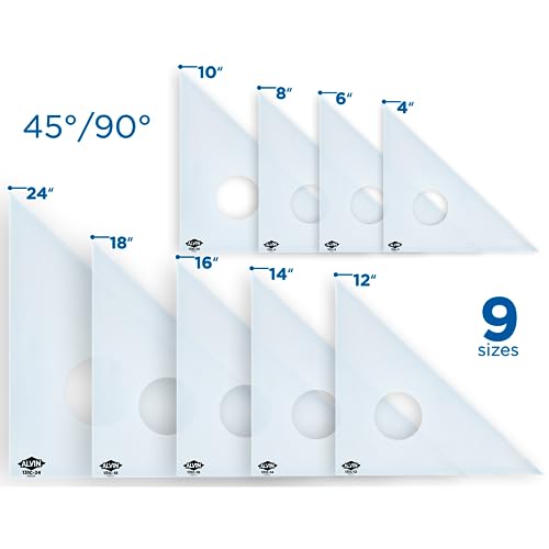 ALVIN Drafting Triangle, Clear Acrylic, 45/90 Degrees, 24 in, 131C-24