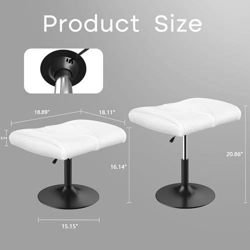VECELO Office Foot Rest Under Desk Ottoman, Height Adjustable, White