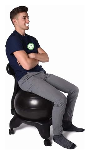 OneGrifN Yoga Ball Chair,Yoga Ball，Exercise Ball, Office Ball Chair with Back & Wheels Stability Exercise Balls for Sitting at Desk Ergonomic Yoga Seat for Adults Pregnancy(Black)