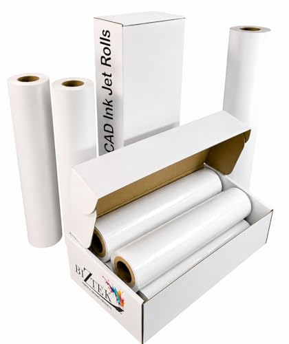 BIZTEK Wide Format Paper Rolls CAD Bond (20lb | 4 Rolls, 18 In x 150 Ft | 2" Core)