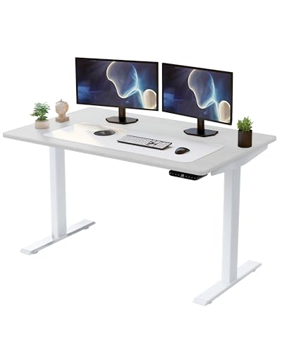 Uncaged Ergonomics White Wood Standing Desk Dual Motor (White Frame)