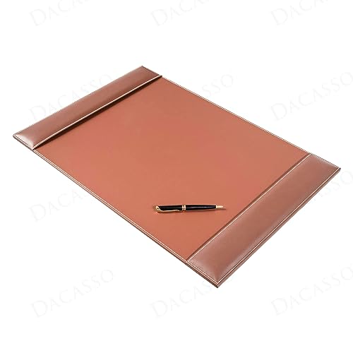 Dacasso Rustic Brown Leather Side-Rail Desk Pad/Desk Protector, 25.5 x 17.25, PR-3202