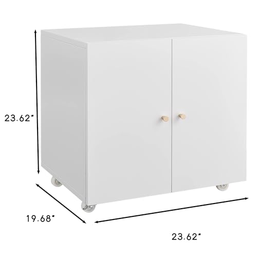 anwickjeff Metal Office Filing Cabinet with 2 Door and 360 ° Universal Wheel,Home Office Printer Stand Cabinet, Rolling Printer Stand for Legal/Letter/A4 Files (White)