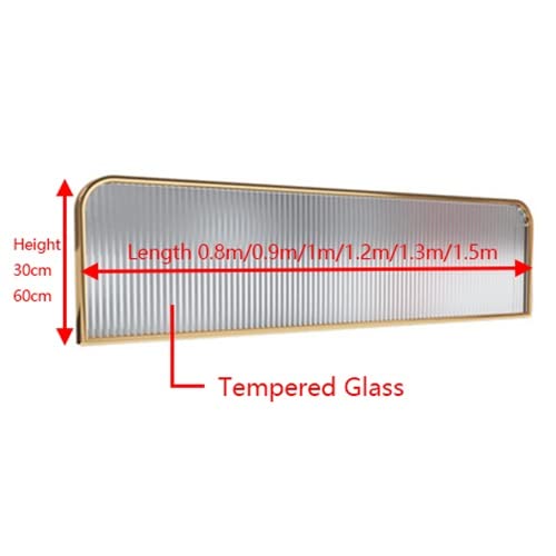 Commercial Privacy Panel Screens Metal Frame + Tempered Glass Countertop Partition for Office Restaurant Hotel (Black 1.5mx30cm)