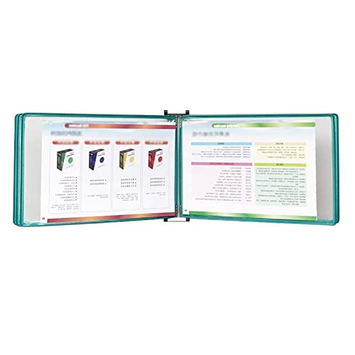 NUHSLF Wall Mount Reference Organizer - Catalog Display Rack, A4 Poster Flip Book Display, with 5 Panels and 10 Pockets for Display, PVC and Metal Document Organizer Binder (Green)