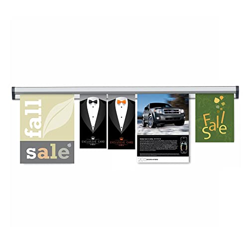 M&T Displays Fast Note Wall Mounted Aluminum Restaurant Ticket Holder Kitchen Order Tab Grabber Receipt Check Slide Rack Office Memo Paper Clip Menu Organizer Rail (40 inch)