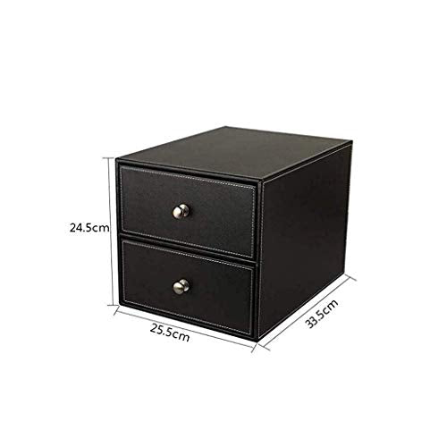 AFPSDLFJDLS Multi-Functional Leather Desk Organizer File Cabinet Office Supplies Desktop Storage Organizer Box with Drawer(D)