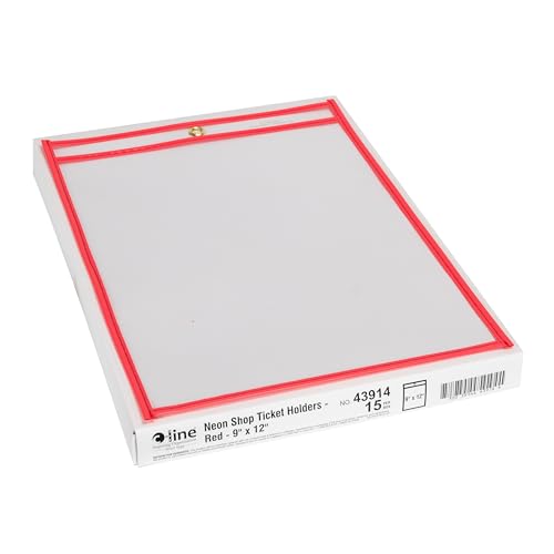 C-Line Neon Red Shop Ticket Holder, 9 x 12, 15/Box (43914)