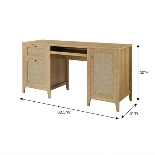 Bison office Brown Soma 63-Inch Office Desk, Computer Workstation with 0.5-Inch Thick Table Top, Sturdy Steel Frame, Modern Design for Home and Office Use