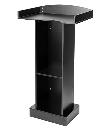 BEQUZON Black Podium Stand for Lectern, Presentation, Church, Classroom, Shelf Adjustable