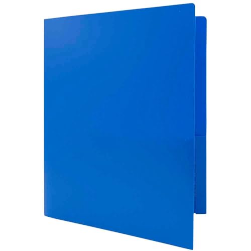 JAM Paper Heavy Duty Plastic Two Pocket Presentation Folders - Blue - 108/pack