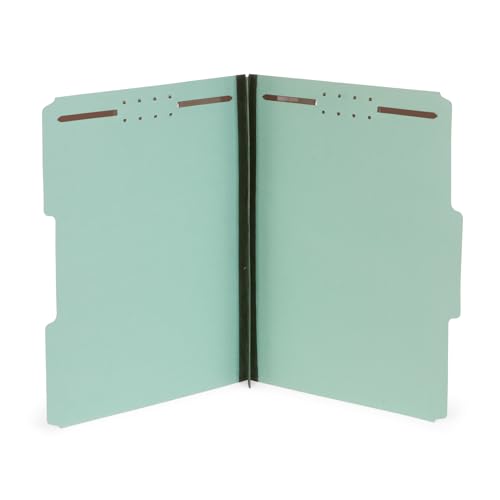 Blue Summit Supplies 25 Pressboard Fastener Folders, Letter 2", Gray Green