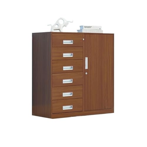 6 Drawer Cabinet Filing Cabinet, Multifunctional Storage Cabinet for Home, Metal Data File Organizer, Office File Cabinet Filing Cabinets Office(Brown)