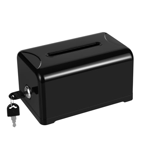 Polmart Tip/Donation/Suggestion/Business Card Collection Box with Lock (Black), 12-Pack
