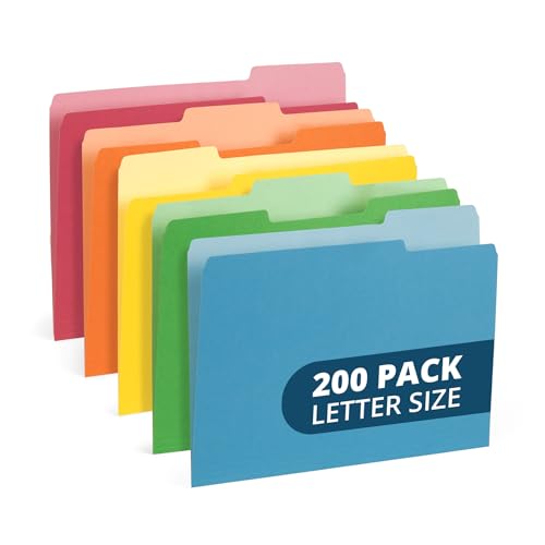 Blue Summit Supplies 200 File Folders, Letter Size, Two-Tone Assorted