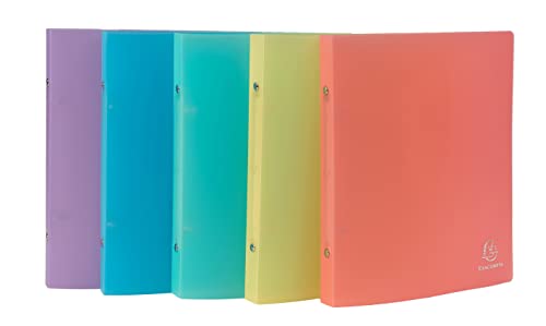 Exacompta - Ref. 53970E - Box of 15 opaque flexible binders - 2 round rings diam. 15 mm - Back 20 mm - Dimens. external: 23 x 20 cm - Format to classify schoolboy 22x17cm - assorted colors