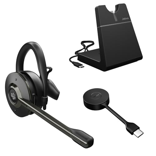 Jabra Engage 55 SE (Second Edition) Convertible Wireless Headset w/Charging Stand and Link 400 USB-C DECT Adapter – MS Teams Certified, Works with All Other Platforms, Black