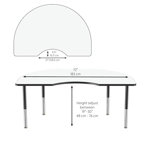 FDP 48" x 72" Kidney Dry-Erase Table w/Mobile-Capable Super Legs - Black