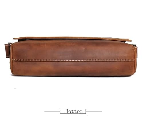 Sxdthy Mens Messenger Bag, Waterproof Vintage Leather Briefcase, Large Satchel Shoulder Bag, Computer Laptop Bag for Men (Color : Coffee, Size : 21 * 29 * 6CM)