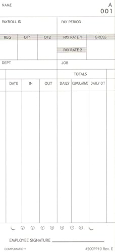 (300) Time Cards for Nile 4500PP and Pyramid 3800, Compatible by COMPUMATIC