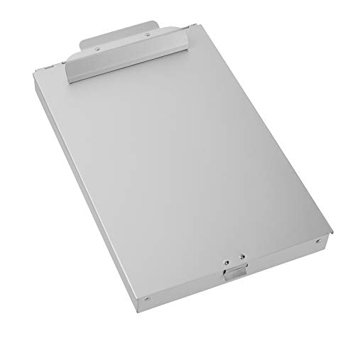 Amazon Basics Metal Clipboard with 2 Storage Compartments, Letter Size, 250 Sheet Capacity, Office Supplies with Self-Closing Latch, Silver, 10-Pack